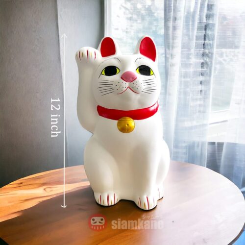 Lucky Cat Maneki Neko Gotokuji Temple Size #10, Tall 12 inch