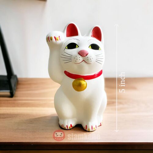 Lucky Cat Maneki Neko Gotokuji Temple Size #5, Tall 5 inch